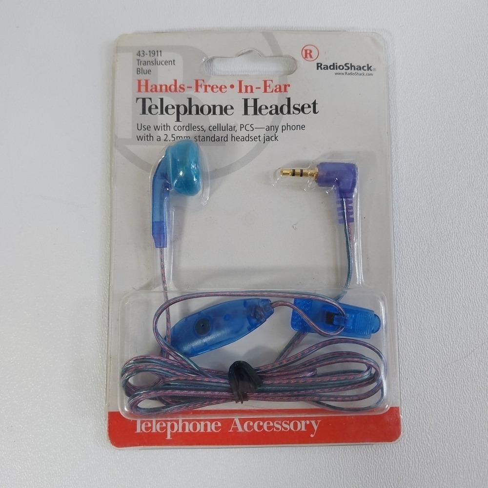 Radio‎ Shack Hands Free In-Ear Telephone Headset Translucent Blue